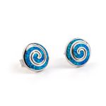 Spiral Stud Earrings - Sterling Silver with Opal - Image 4