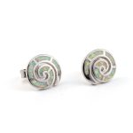 White Opal Silver Spiral Stud Earrings - Image 2