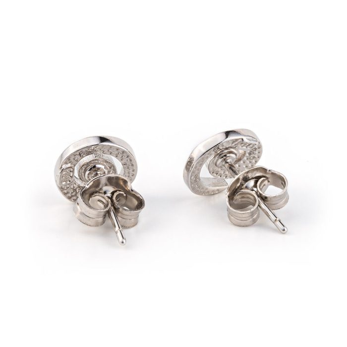 White Opal Silver Spiral Stud Earrings - Image 3