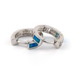 Meander Hoop Earrings – Sterling Silver with Opal - Image 3