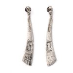 Greek Key Curvy Blue Opal Dangle Earrings - Image 2
