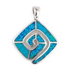 meander greek key pendant blue opal sterling silver - Image 6