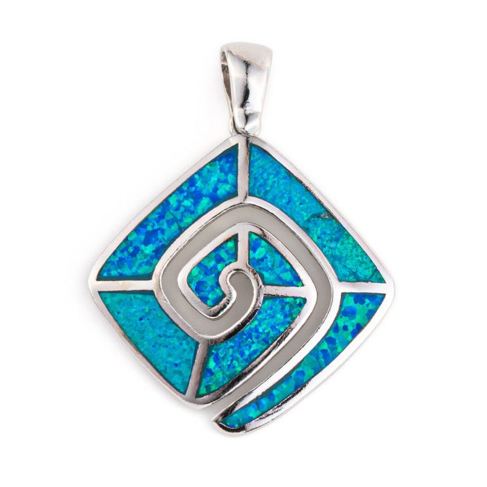 meander greek key pendant blue opal sterling silver - Image 6