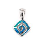 meander greek key pendant blue opal sterling silver - Image 3