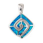 meander greek key pendant blue opal sterling silver - Image 2
