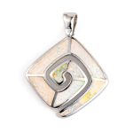 Greek Key Pendant – 925 Sterling Silver with Opal - Image 5