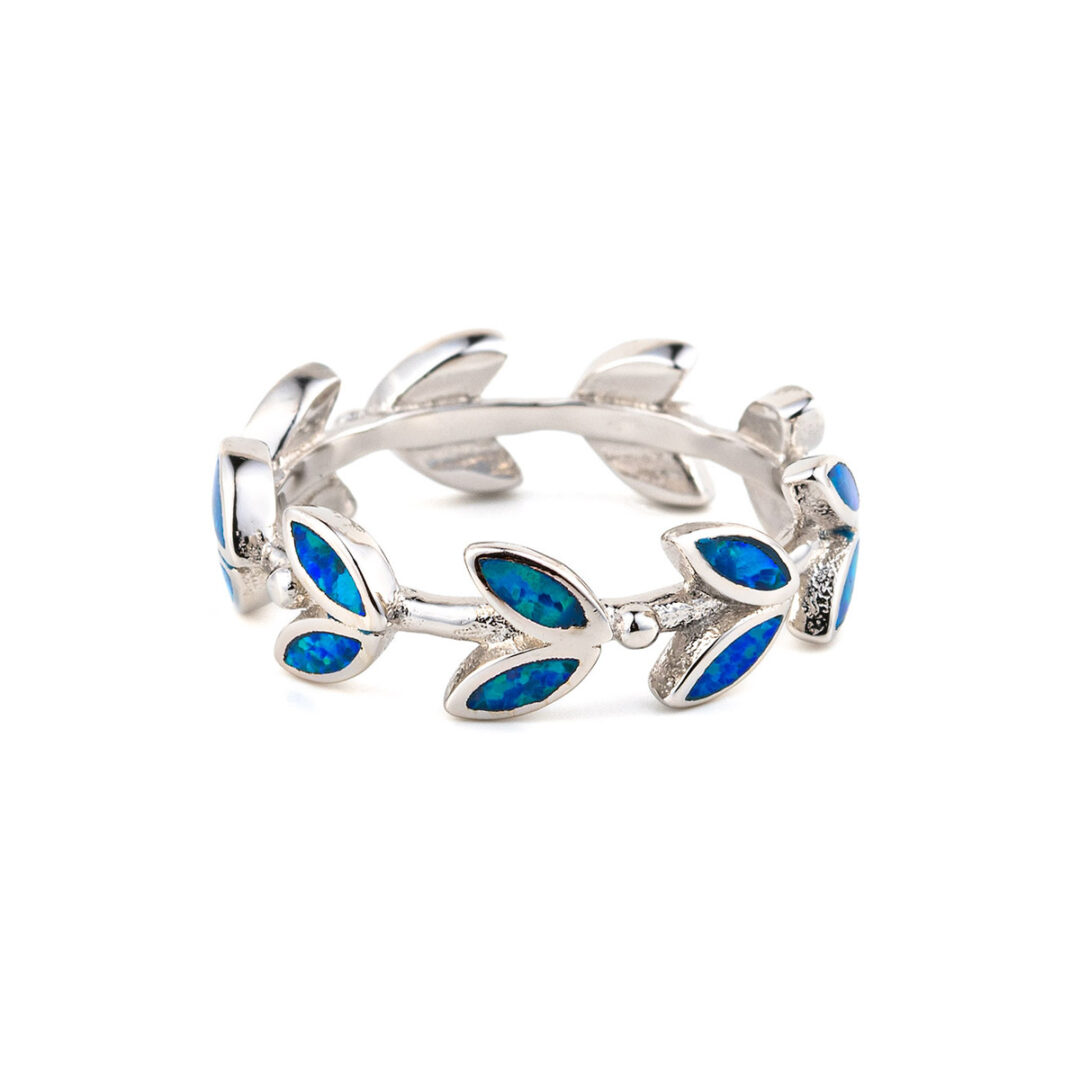 OP-R-04515003-1_1|OP-R-04515003m|OP-R-04515003b|package-roots Opal Wreath Leaf Ring- 925 Sterling Silver - Image 1