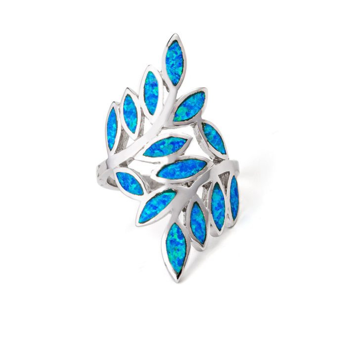 Olive Leaf Opal Ring- 925 Sterling Silver - Image 1