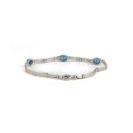 Greek Key Link Bracelet with Blue Zircon – 925 Sterling Silver - Image 2