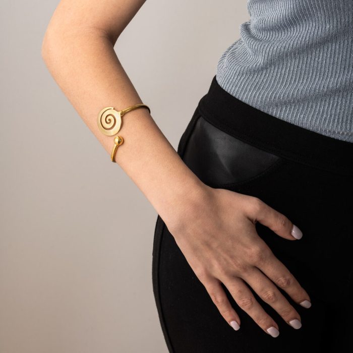 Spiral Hinge Bracelet - 925 Sterling Silver and Gold Plated - Image 2