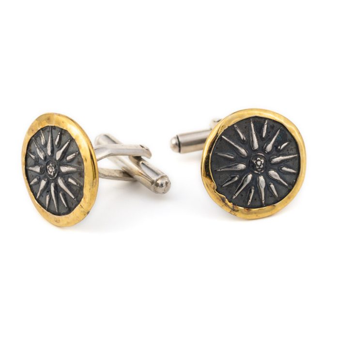 Vergina Star Cufflinks - 14K Gold and Sterling Silver - Image 5