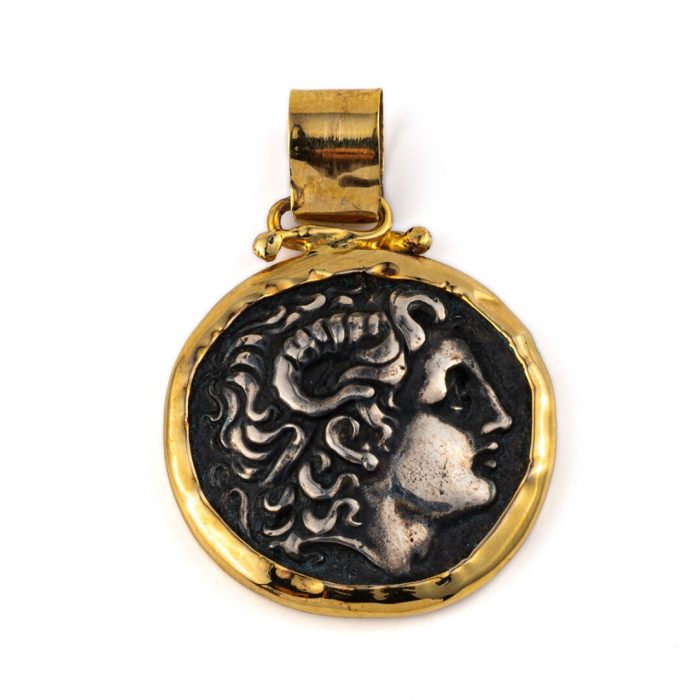 Alexander the Great Coin Pendant - 14K Gold and Sterling Silver - Image 5