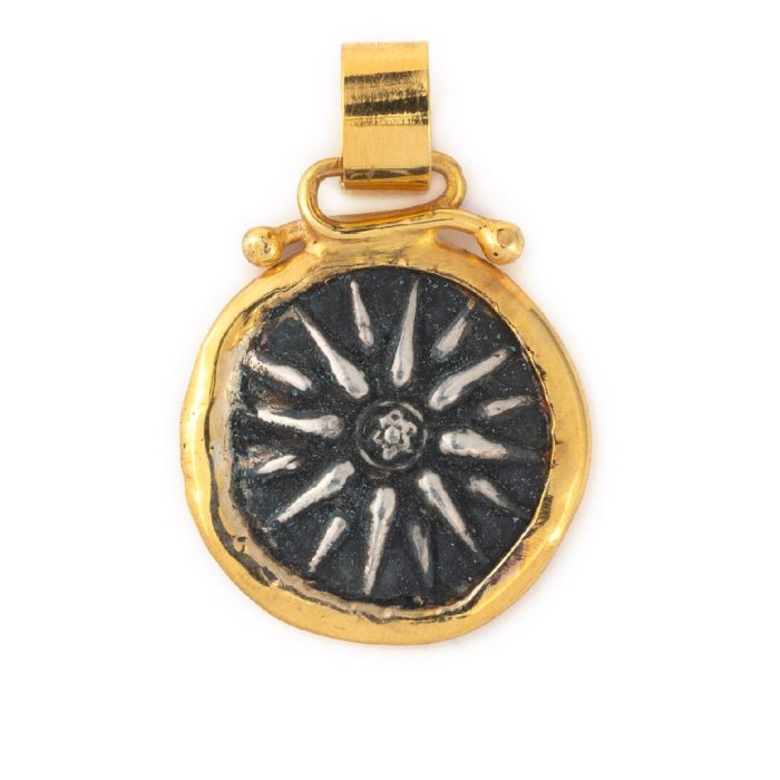 Vergina Sun Pendant - 14k Gold Sterling Silver - Image 7