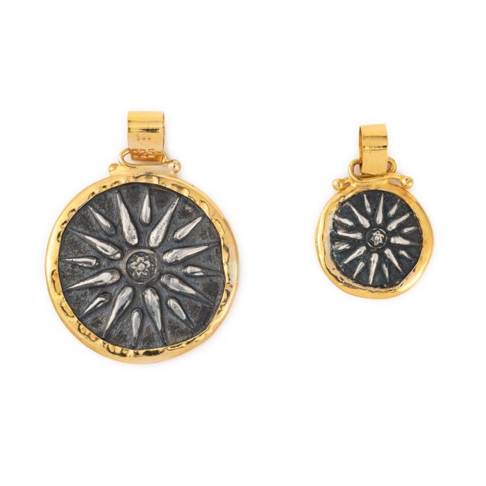 Vergina Sun Pendant - 14k Gold Sterling Silver - Image 4