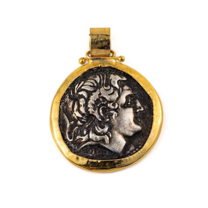 Alexander the Great Coin Pendant - 14K Gold and Sterling Silver - Image 1