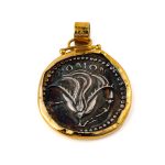 Helios Sun God - Ancient Greek Rhodes Coin 14K Gold and Silver - Image 2