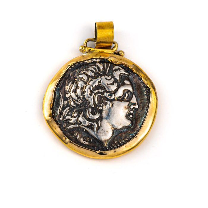 Alexander the Great Coin Pendant - 14K Gold and Sterling Silver - Image 9