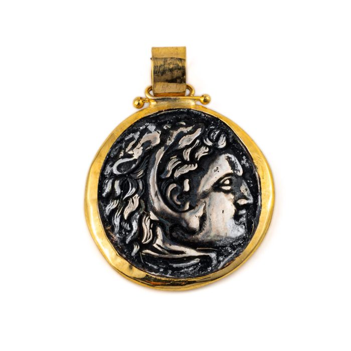 Hercules Coin Pendant - 14K Gold and Sterling Silver 925 - Image 1