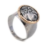 Alexander The Great Coin Ring - 14K Gold and Sterling Silver - Image 2