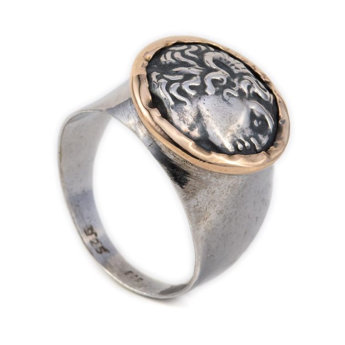 Alexander The Great Coin Ring - 14K Gold and Sterling Silver - Image 2