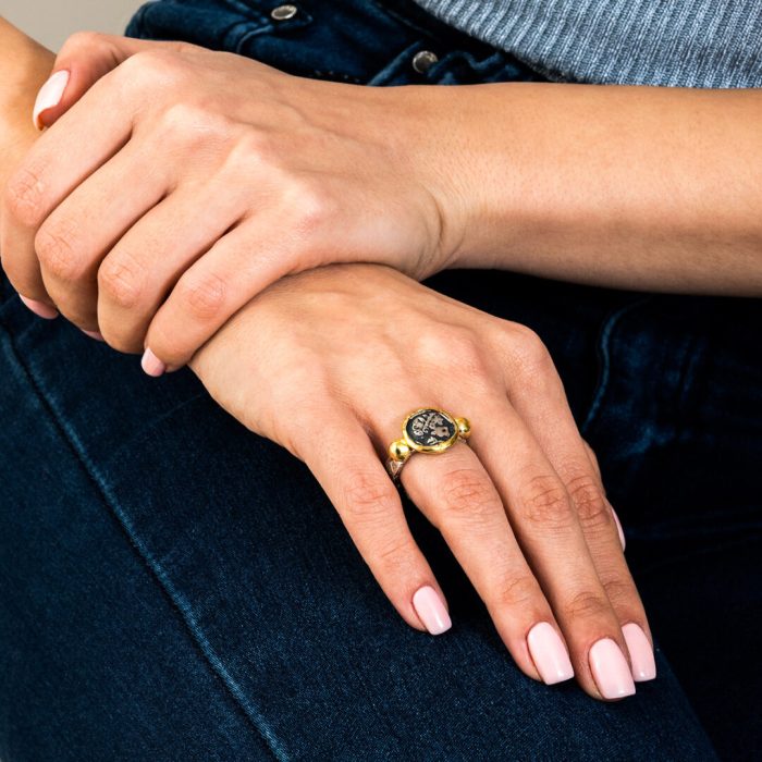 Goddess Athena Ring - 14K Gold and Sterling Silver - Image 3