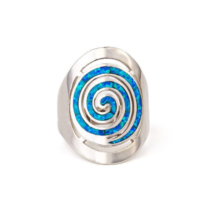 Spiral Opal Ring- 925 Sterling Silver - Image 1