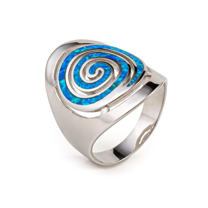 Spiral Opal Ring- 925 Sterling Silver - Image 3
