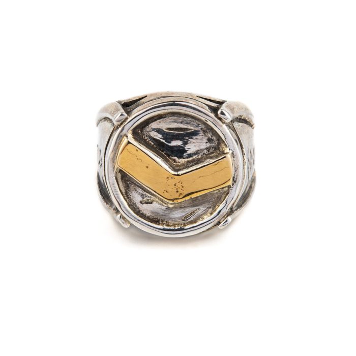Spartan Shield Ring - 14K Gold and Sterling Silver - Image 1