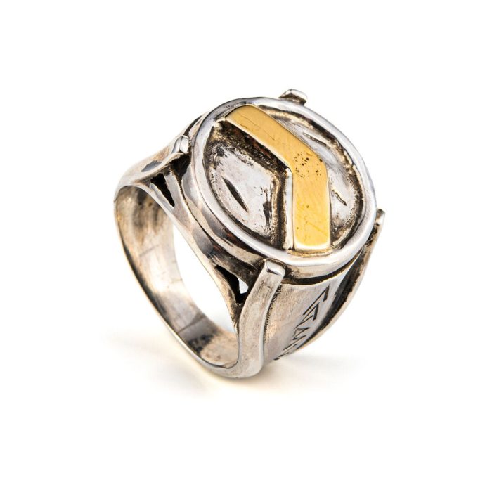 Spartan Shield Ring - 14K Gold and Sterling Silver - Image 2