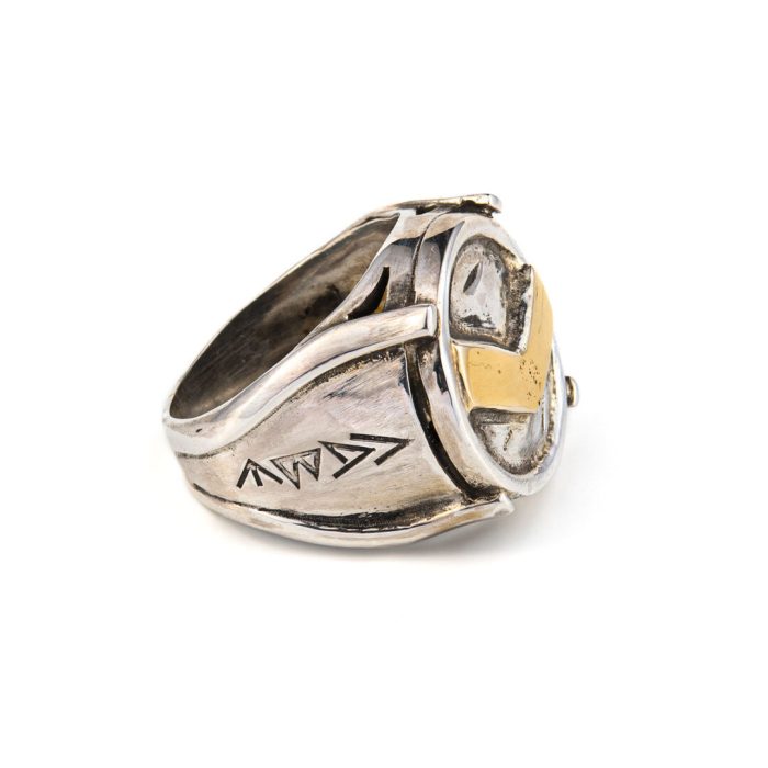 Spartan Shield Ring - 14K Gold and Sterling Silver - Image 3
