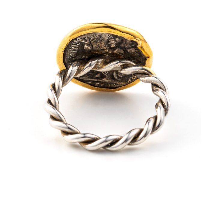 Alexander The Great Coin Ring - 14K Gold and 925 Sterling Silver - Image 3