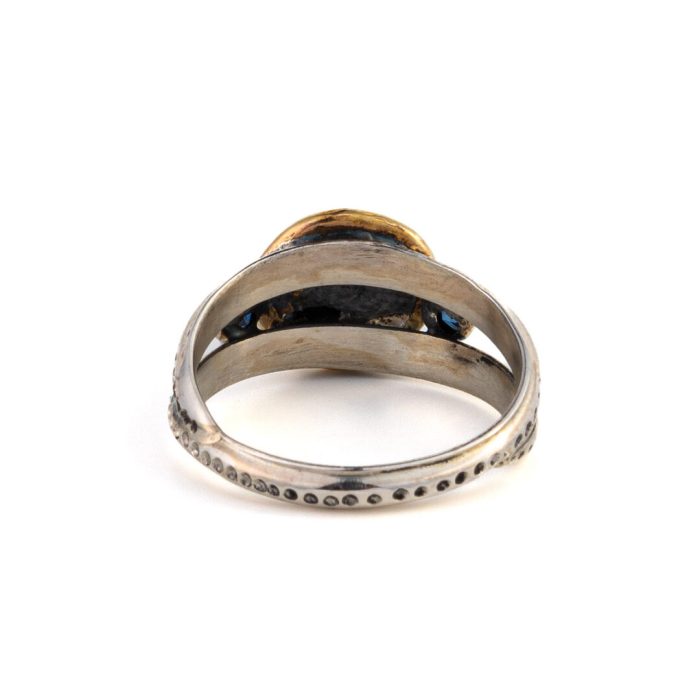 Helios Sun Ring with Sapphires - 14K Gold and Sterling Silver - Image 2