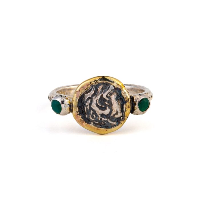 Hercules Ring with Emeralds - 14K Gold and Sterling Silver - Image 1
