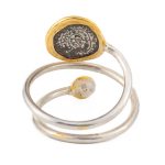 Phaistos Disc Ring - 14k Gold and Sterling Silver - Image 4