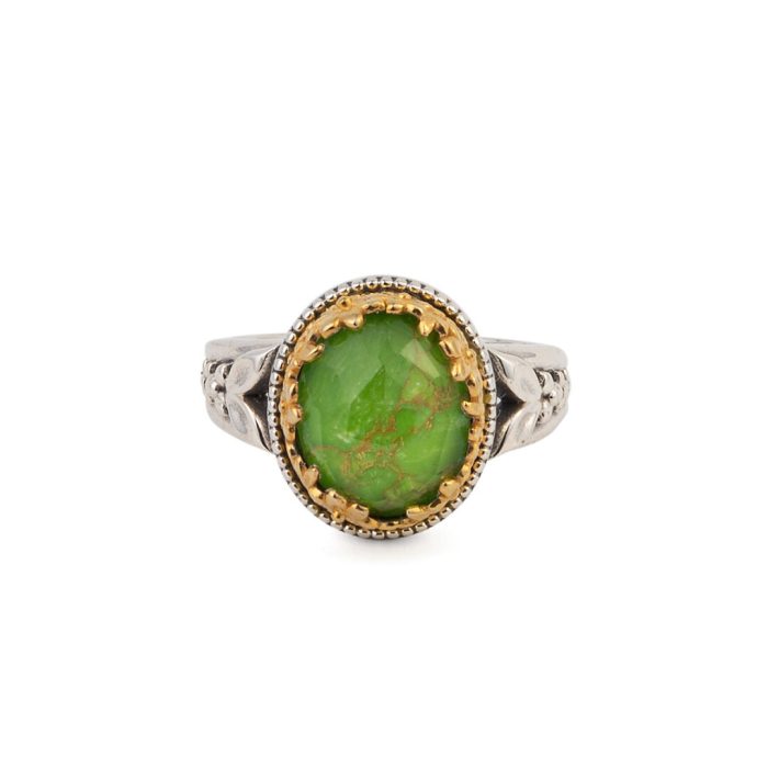 Gerochristo – Dione ring with Green Copper - 925 Sterling silver - Image 1