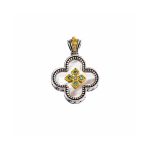 Gerochristo - Cross in sterling silver with Gold plated parts mother of pearl and zircons - Image 5