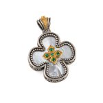 Gerochristo - Cross in sterling silver with Gold plated parts mother of pearl and zircons - Image 7