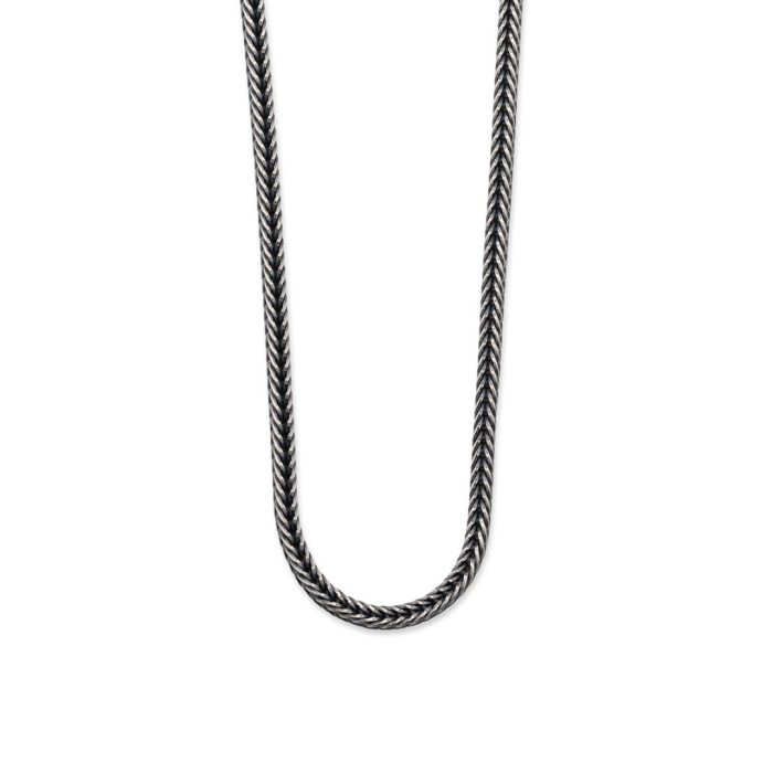 925 Sterling Silver Oxidised Wheat Thick Chain - Image 1