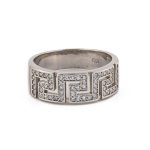 Meander ring with zircon - Sterling silver