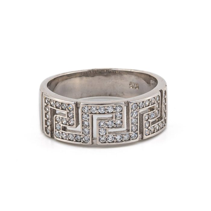Meander ring with zircon - Sterling silver - Image 1