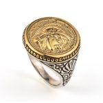 Ancient Greek Coin Goddess Athena Ring - Sterling Silver and Gold Plated - Image 3