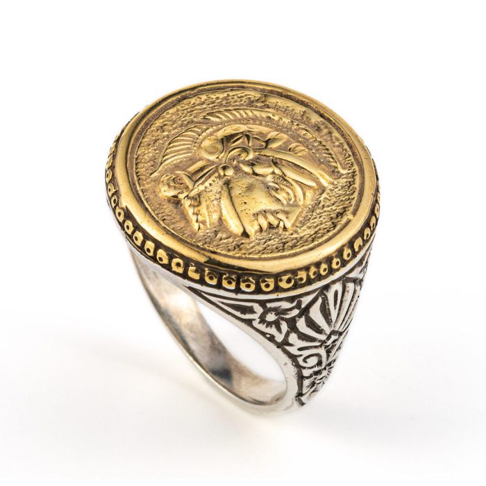 Ancient Greek Coin Goddess Athena Ring - Sterling Silver and Gold Plated - Image 3