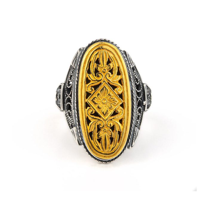 Vintage Flower Ring - silver and gold plated - Image 1