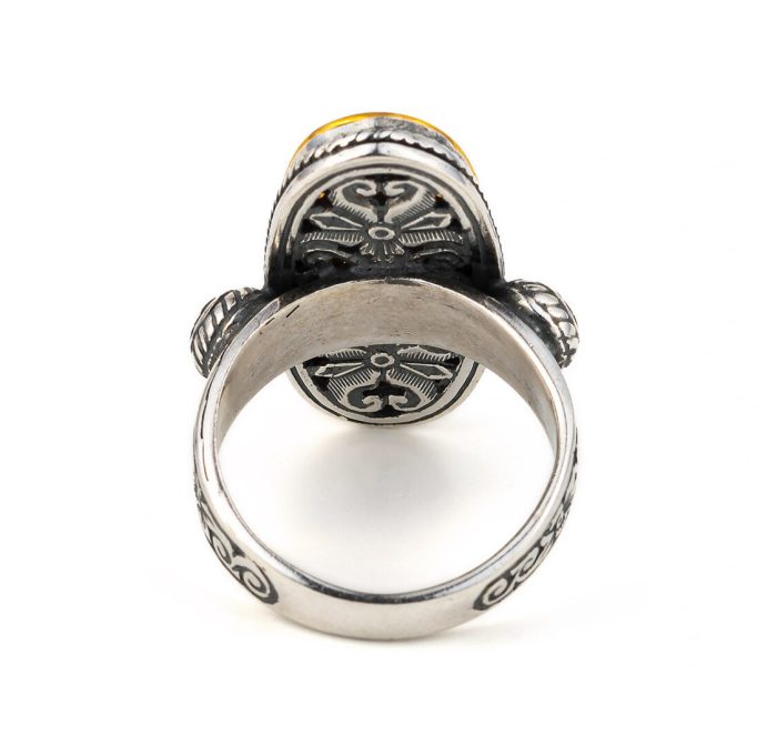 Vintage Engraved Flower Ring - silver and gold plated - Image 3