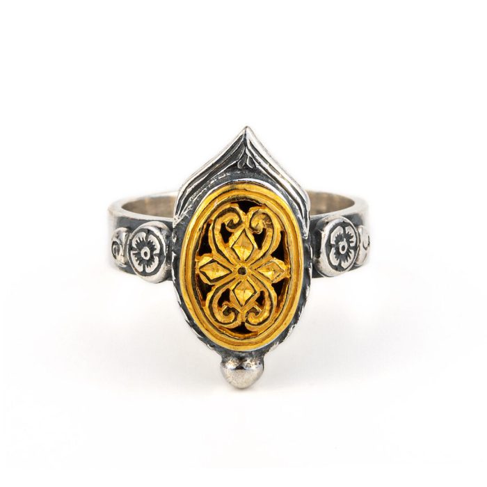 Engraved ring - 925⁰ sterling silver and gold plated - Image 1