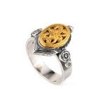 Engraved ring - 925⁰ sterling silver and gold plated - Image 2