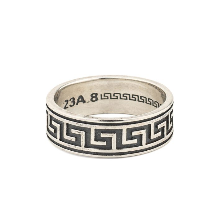 Classic Greek Key Band Ring – Sterling Silver 925 - Image 1