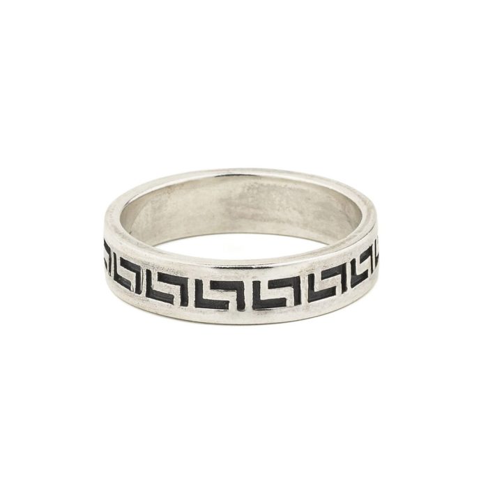 Greek Meander Ring – 925 Silver Band with Ancient Motif - Image 1