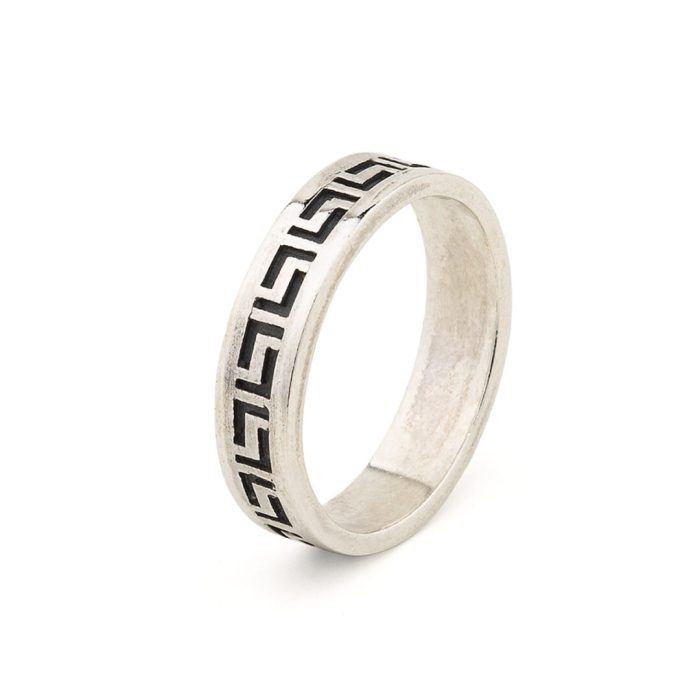 Greek Meander Ring – 925 Silver Band with Ancient Motif - Image 2