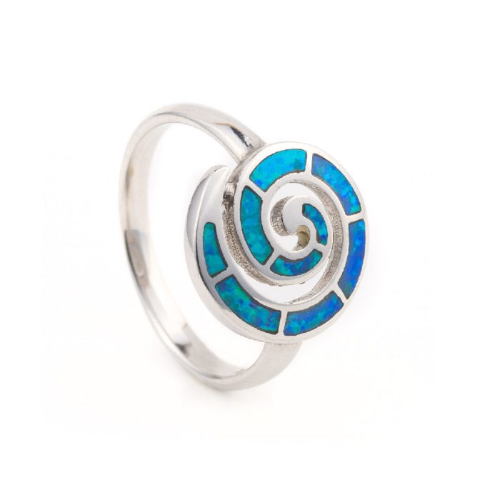 Spiral Ring – 925 Sterling Silver with Opal - Image 3